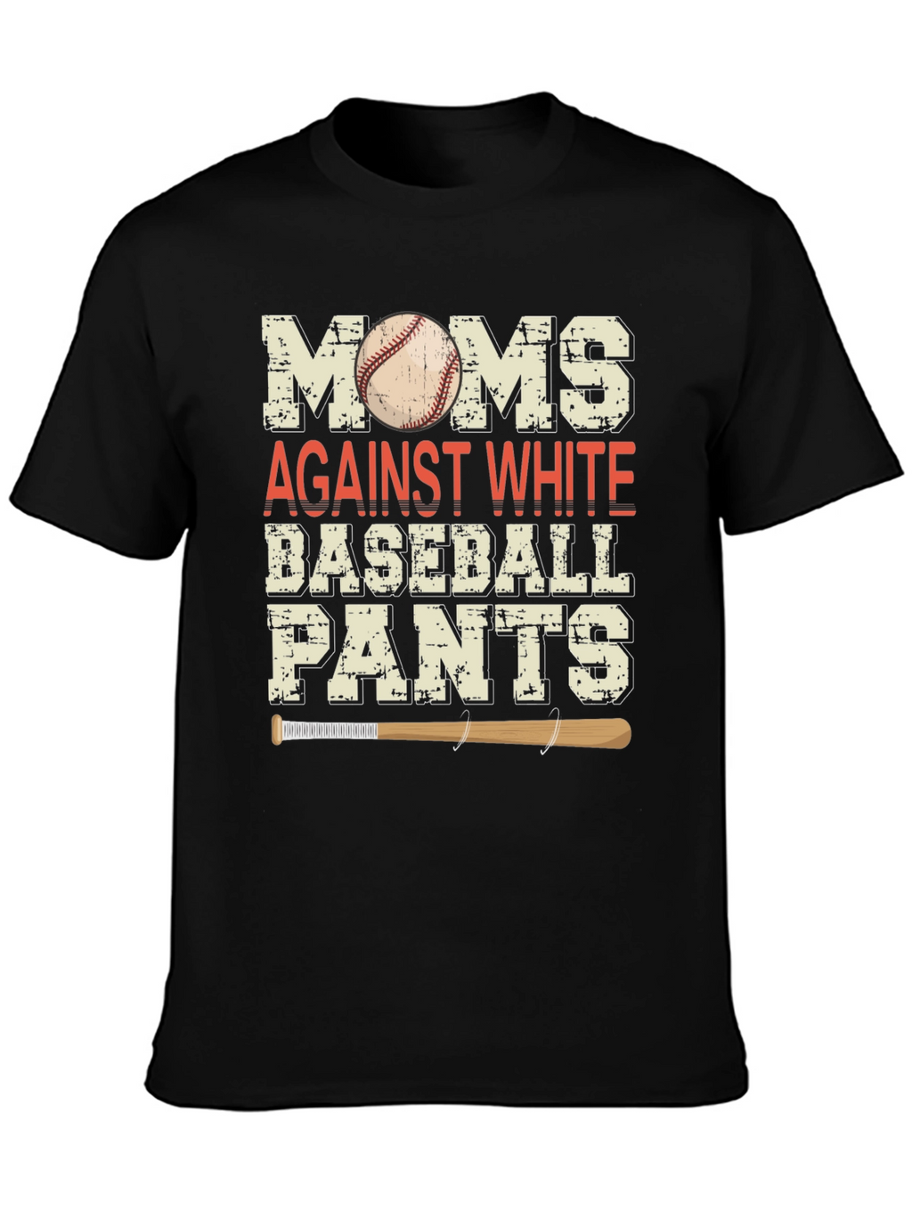Moms Against White Baseball Pants Graphic Tee