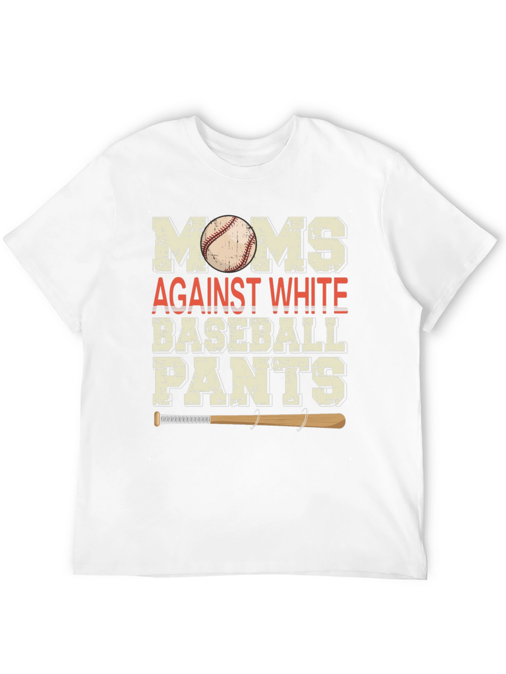 Moms Against White Baseball Pants Graphic Tee