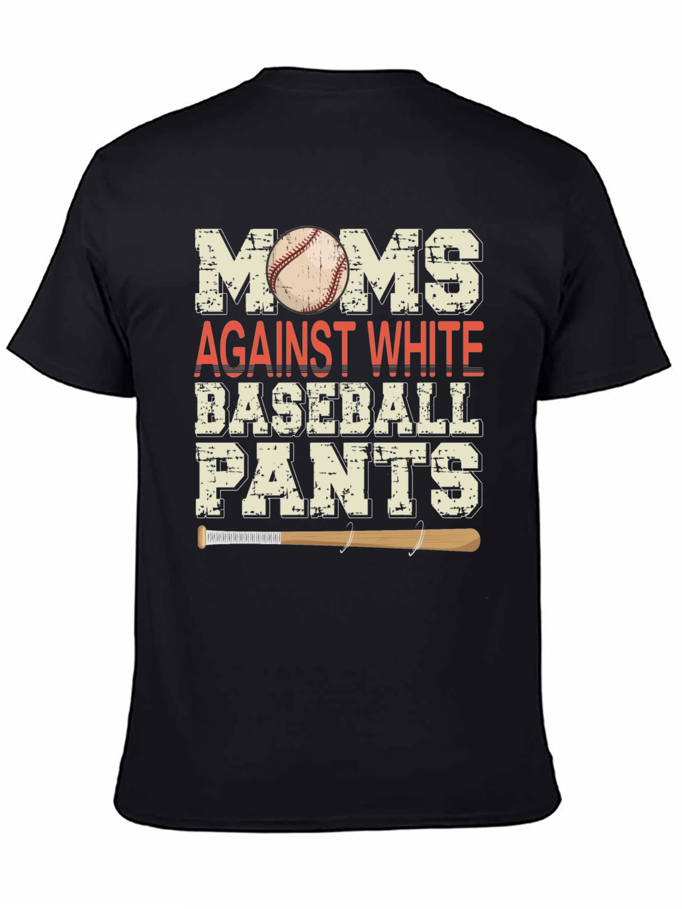 Moms Against White Baseball Pants Graphic Tee