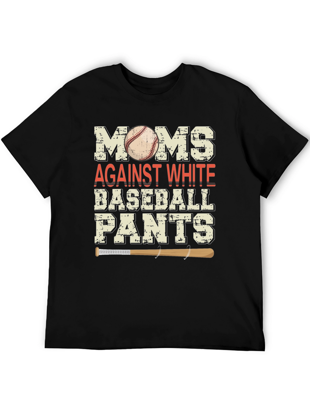 Moms Against White Baseball Pants Graphic Tee