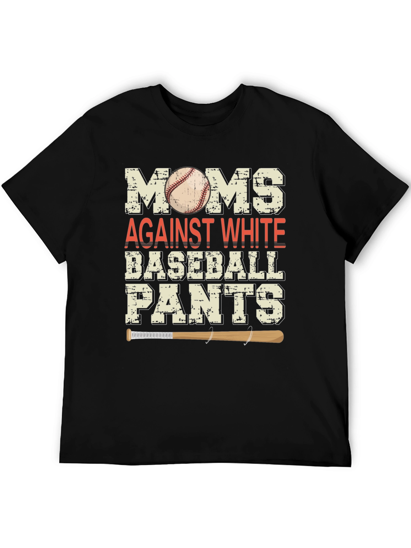 Moms Against White Baseball Pants Graphic Tee
