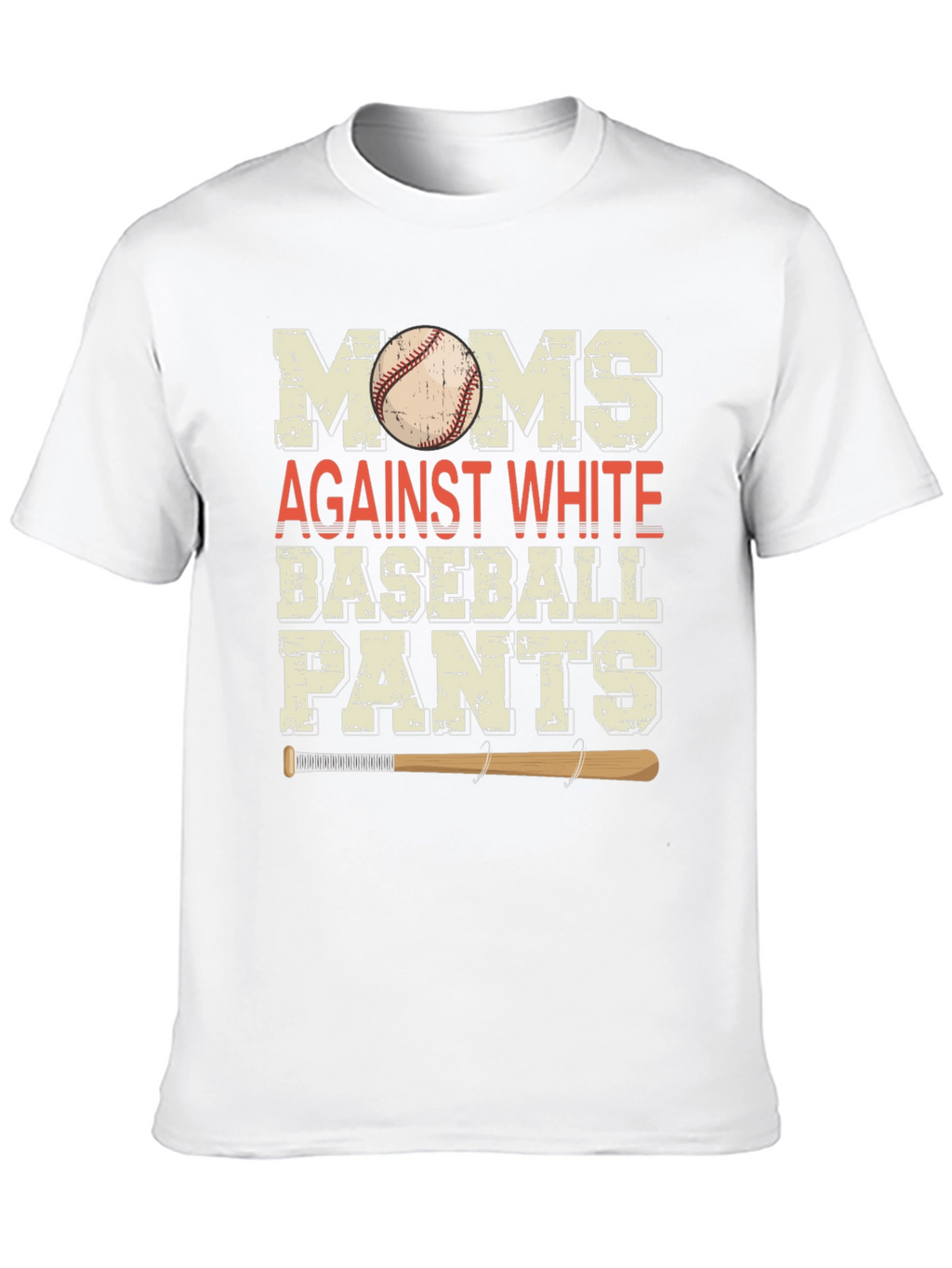 Moms Against White Baseball Pants Graphic Tee