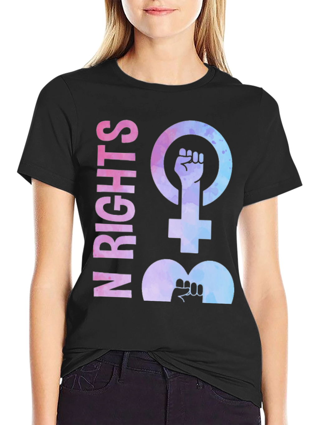 Feminist Rights Black Cotton T-Shirt