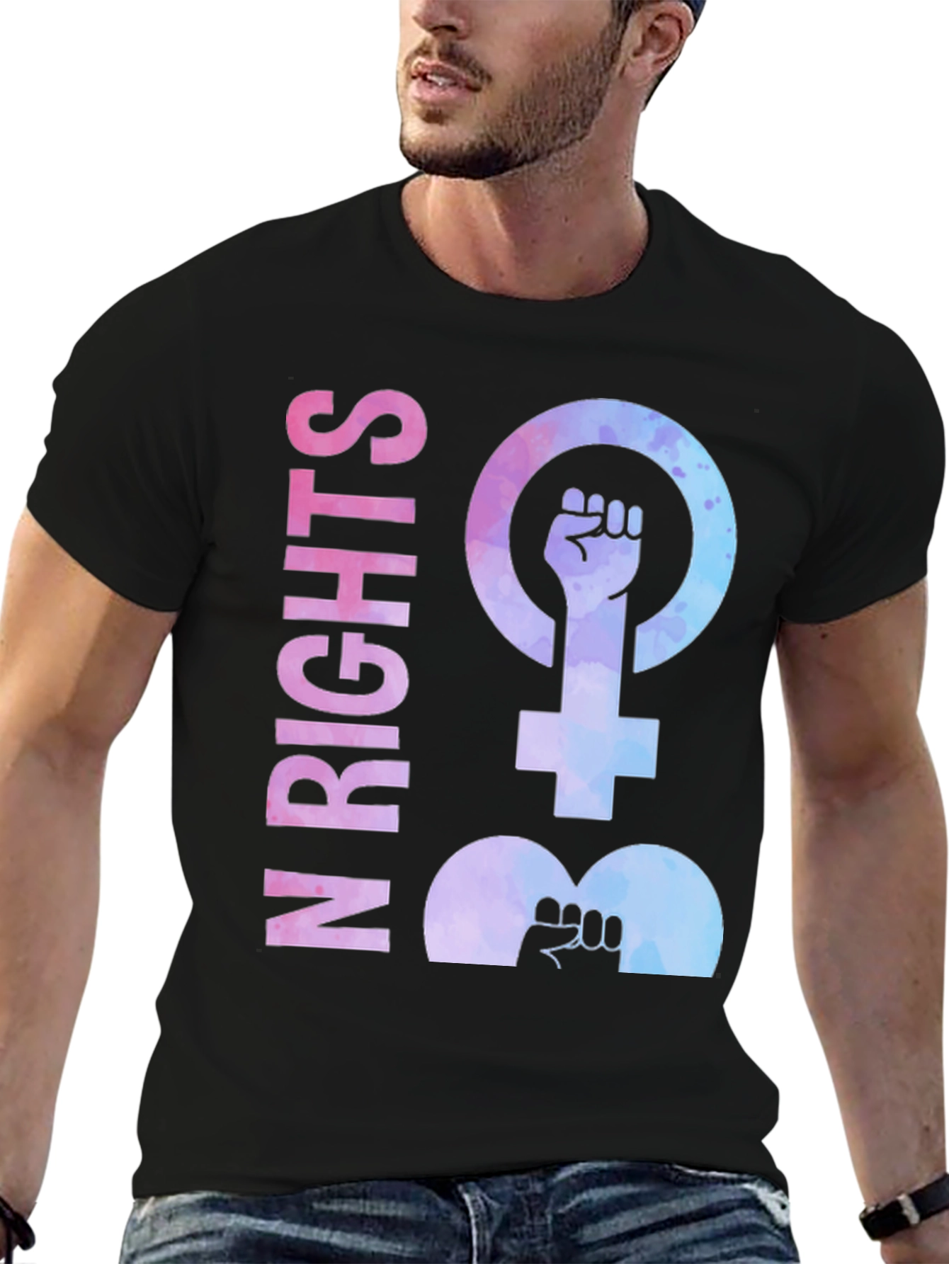 Feminist Rights Black Cotton T-Shirt