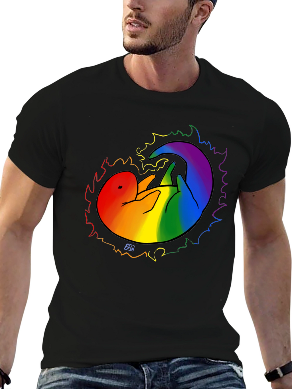 Pride Otter Graphic Tee - Black Unisex T-Shirt