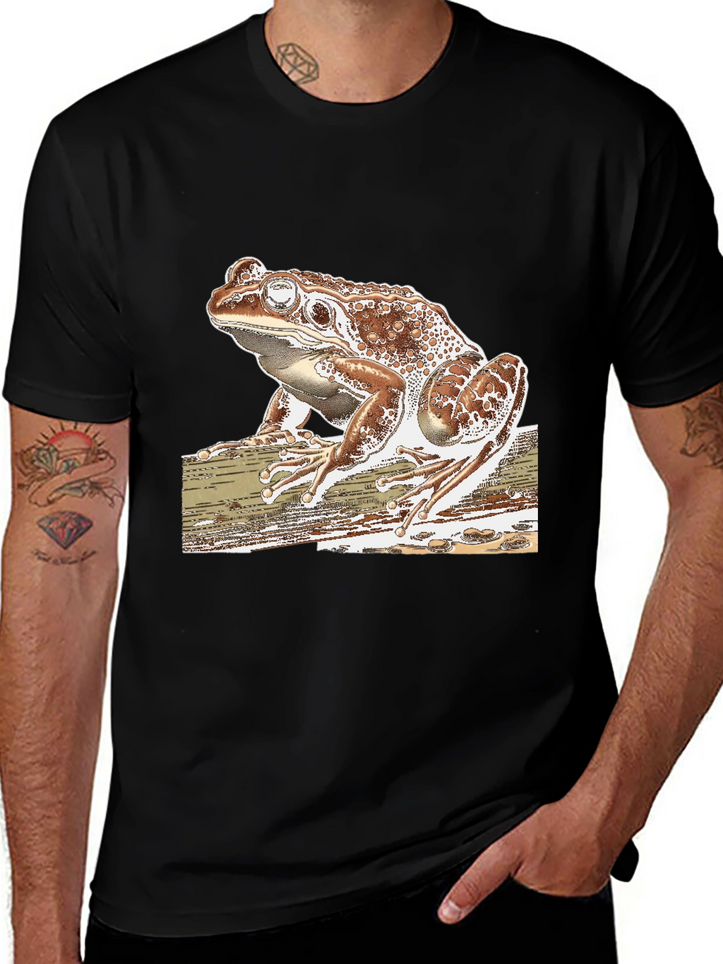 Frog Graphic Tee - Stylish Mens Black T-Shirt