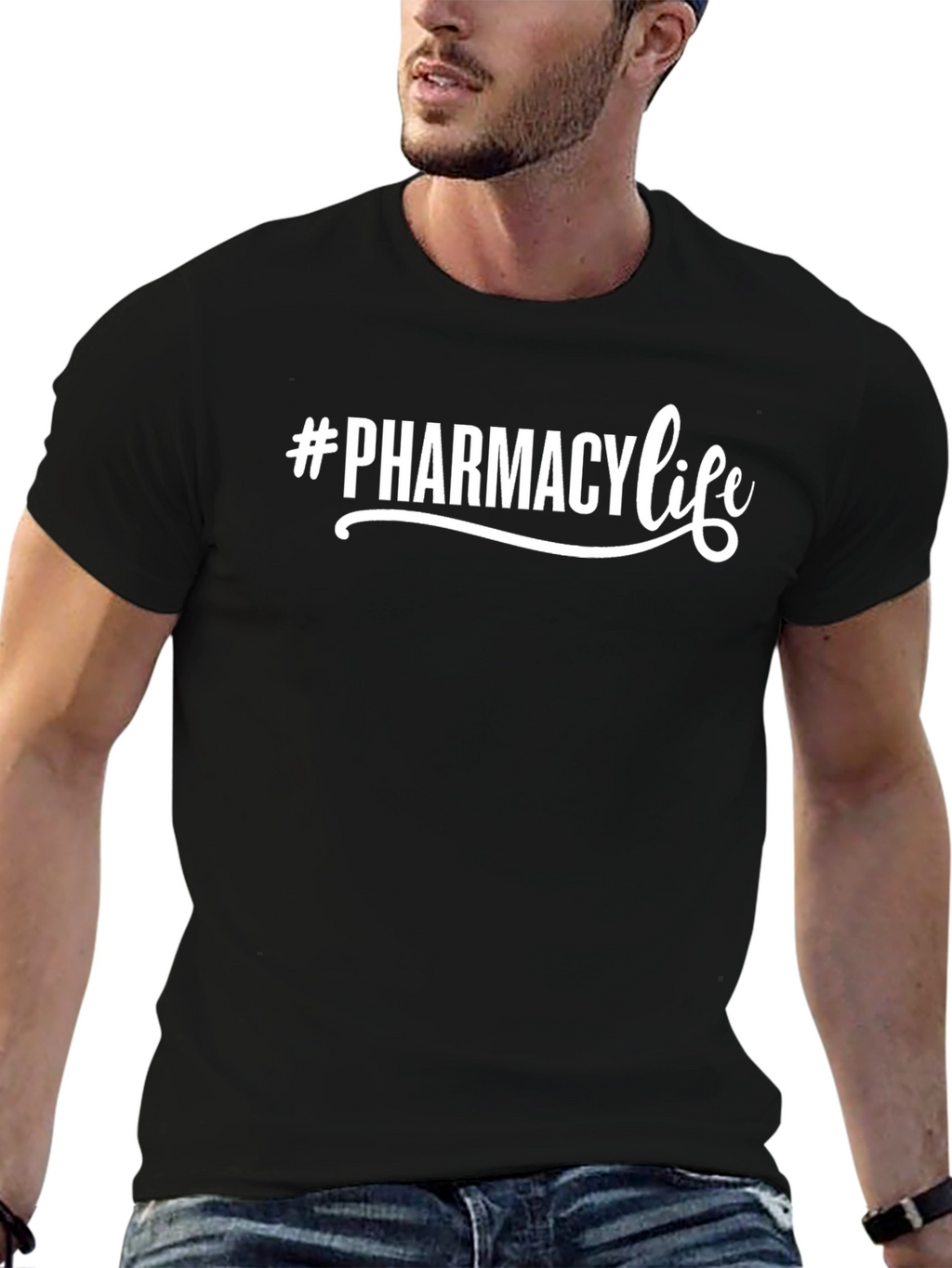 #Pharmacy Life Graphic Tee - Stylish Black T-Shirt
