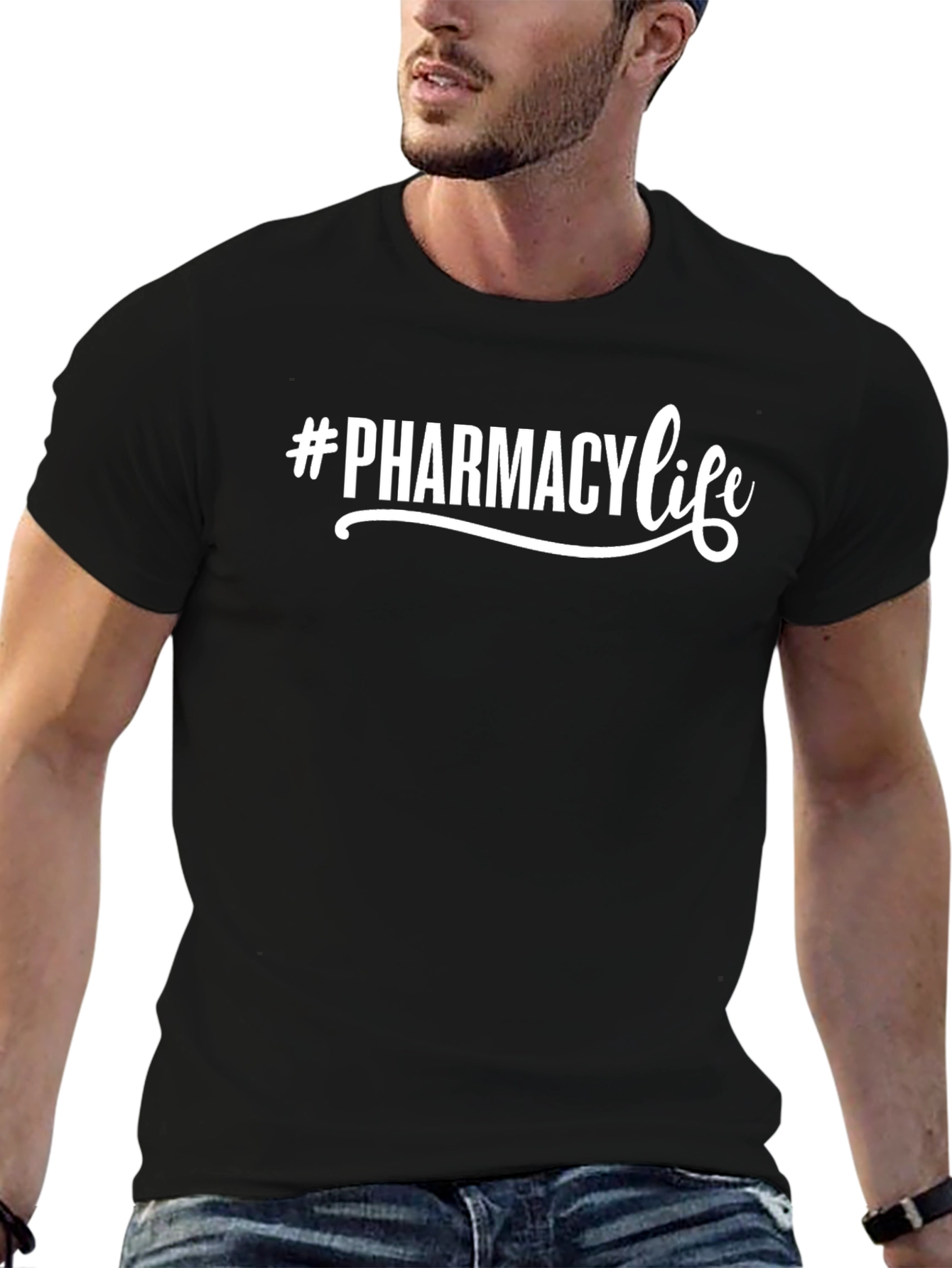#Pharmacy Life Graphic Tee - Stylish Black T-Shirt