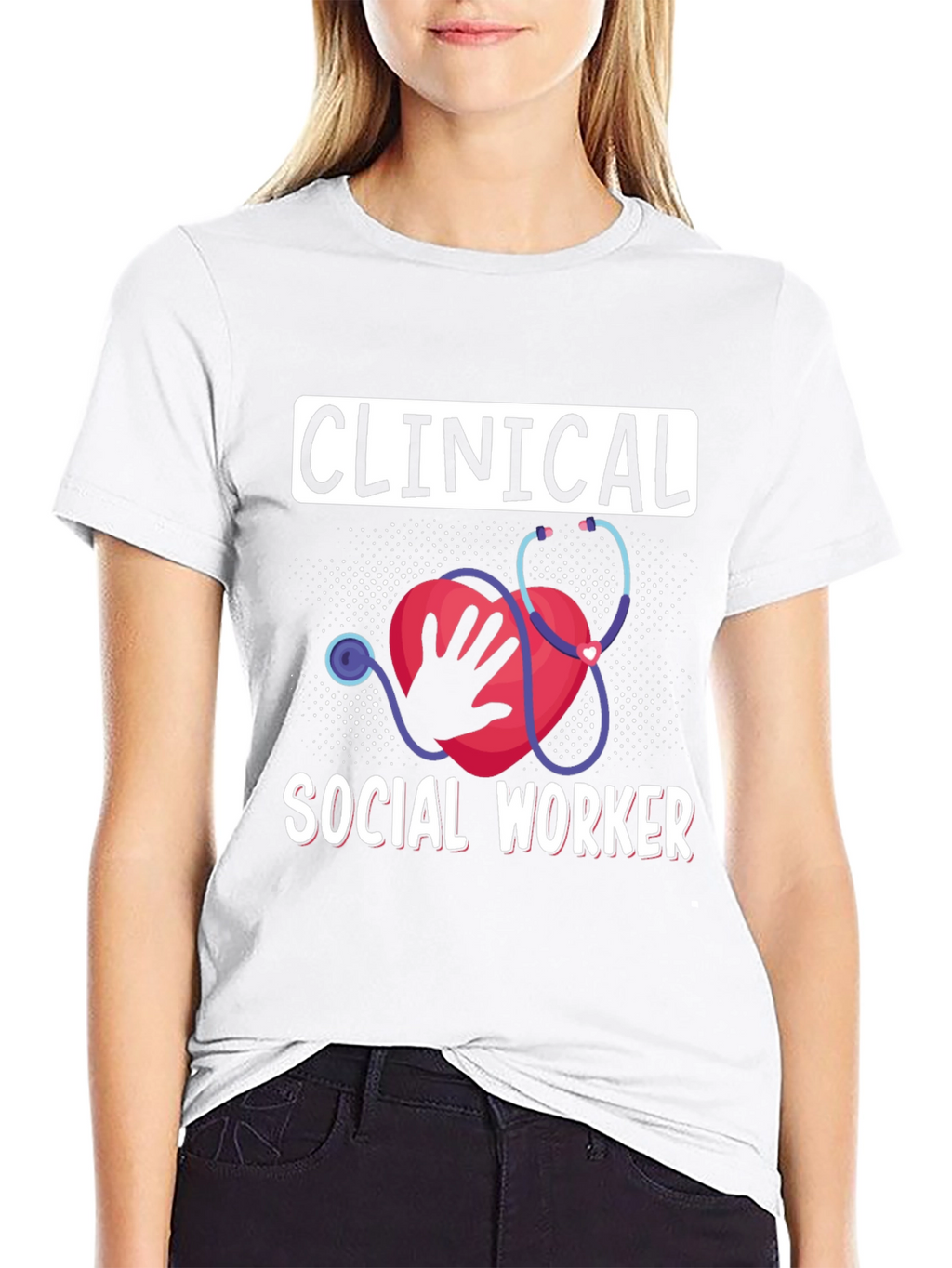 Clinical Social Worker Heart Stethoscope T-Shirt