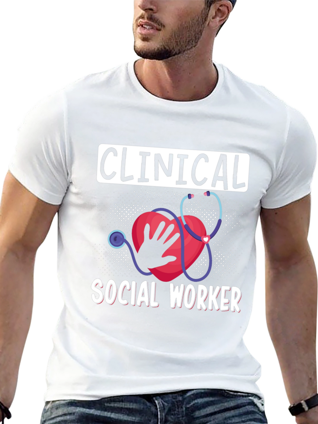 Clinical Social Worker Heart Stethoscope T-Shirt