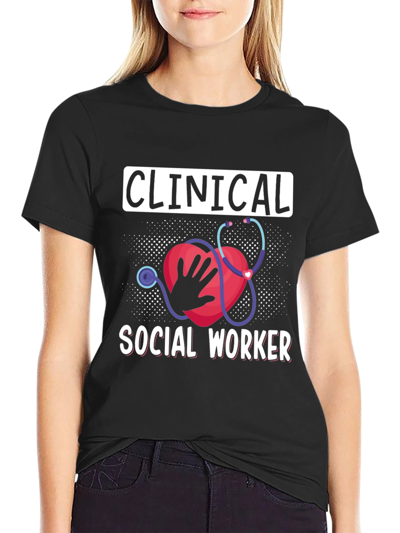 Clinical Social Worker Heart Stethoscope T-Shirt