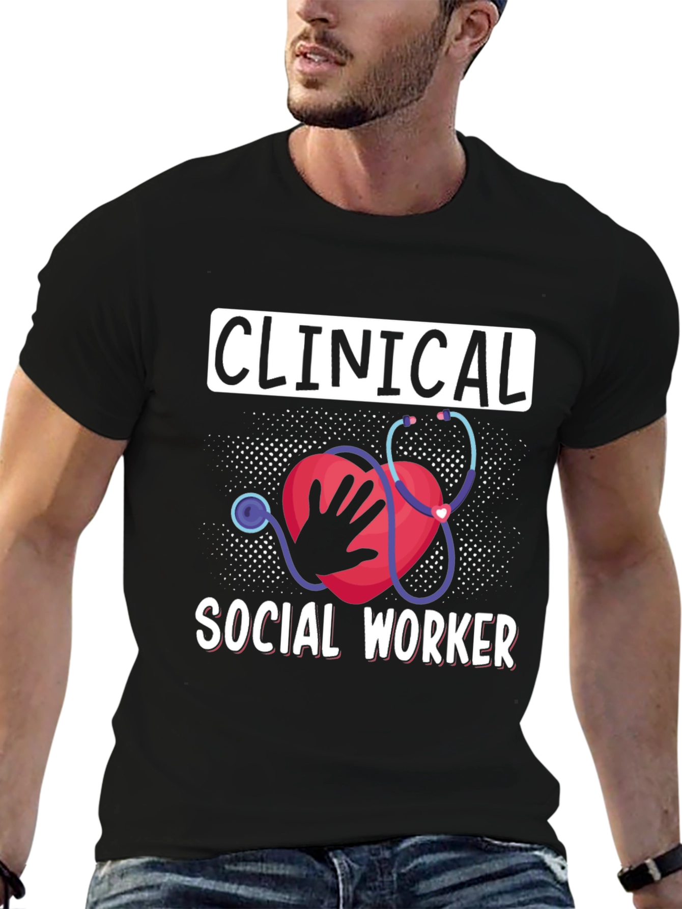 Clinical Social Worker Heart Stethoscope T-Shirt