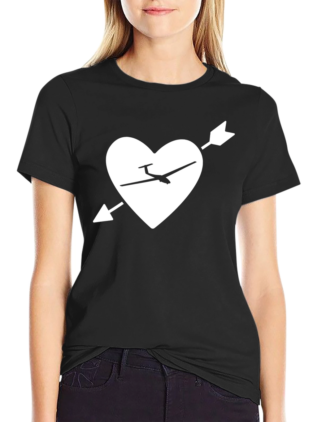 Glider Heart Arrow Graphic Tee - Black