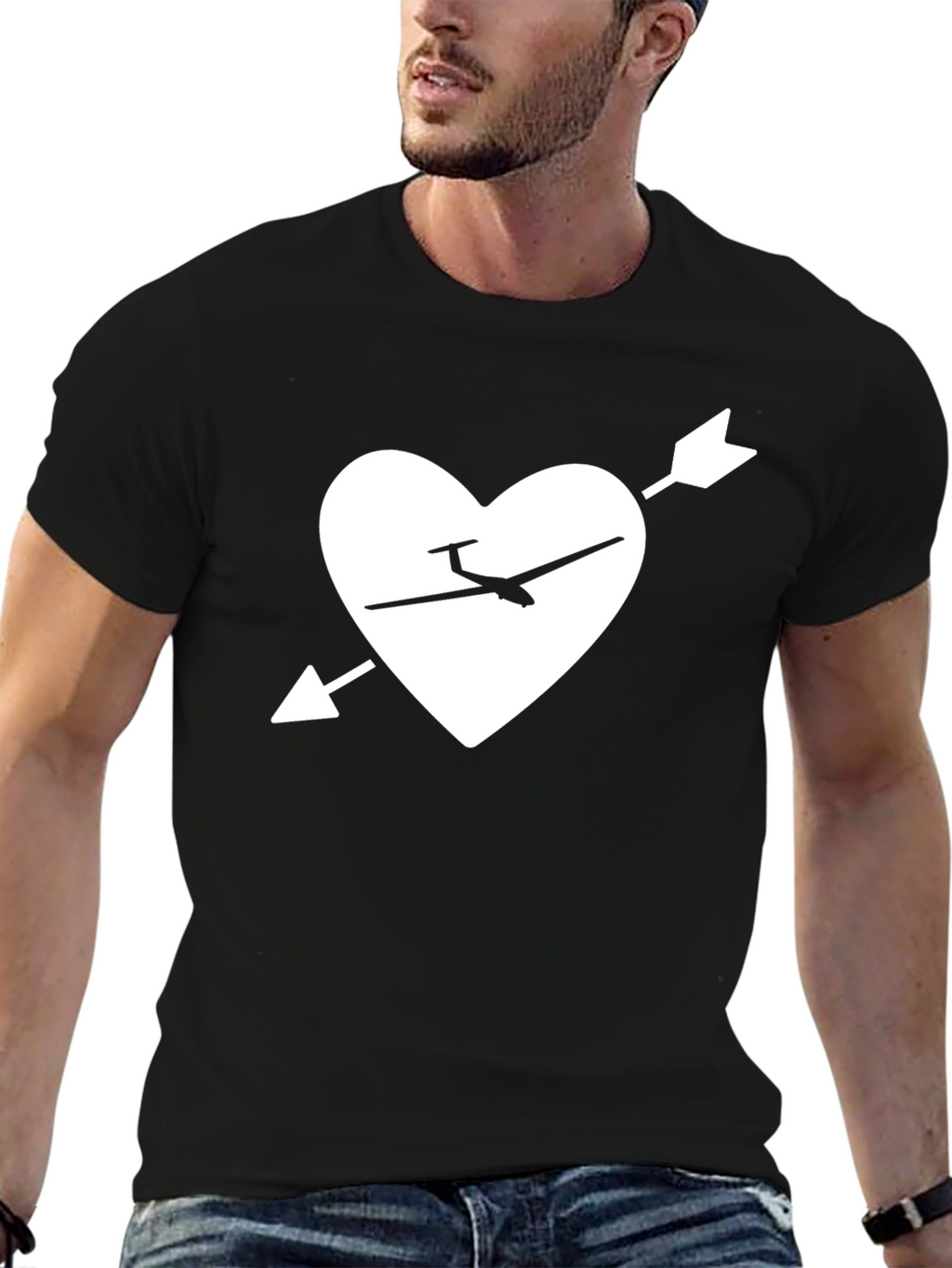 Glider Heart Arrow Graphic Tee - Black