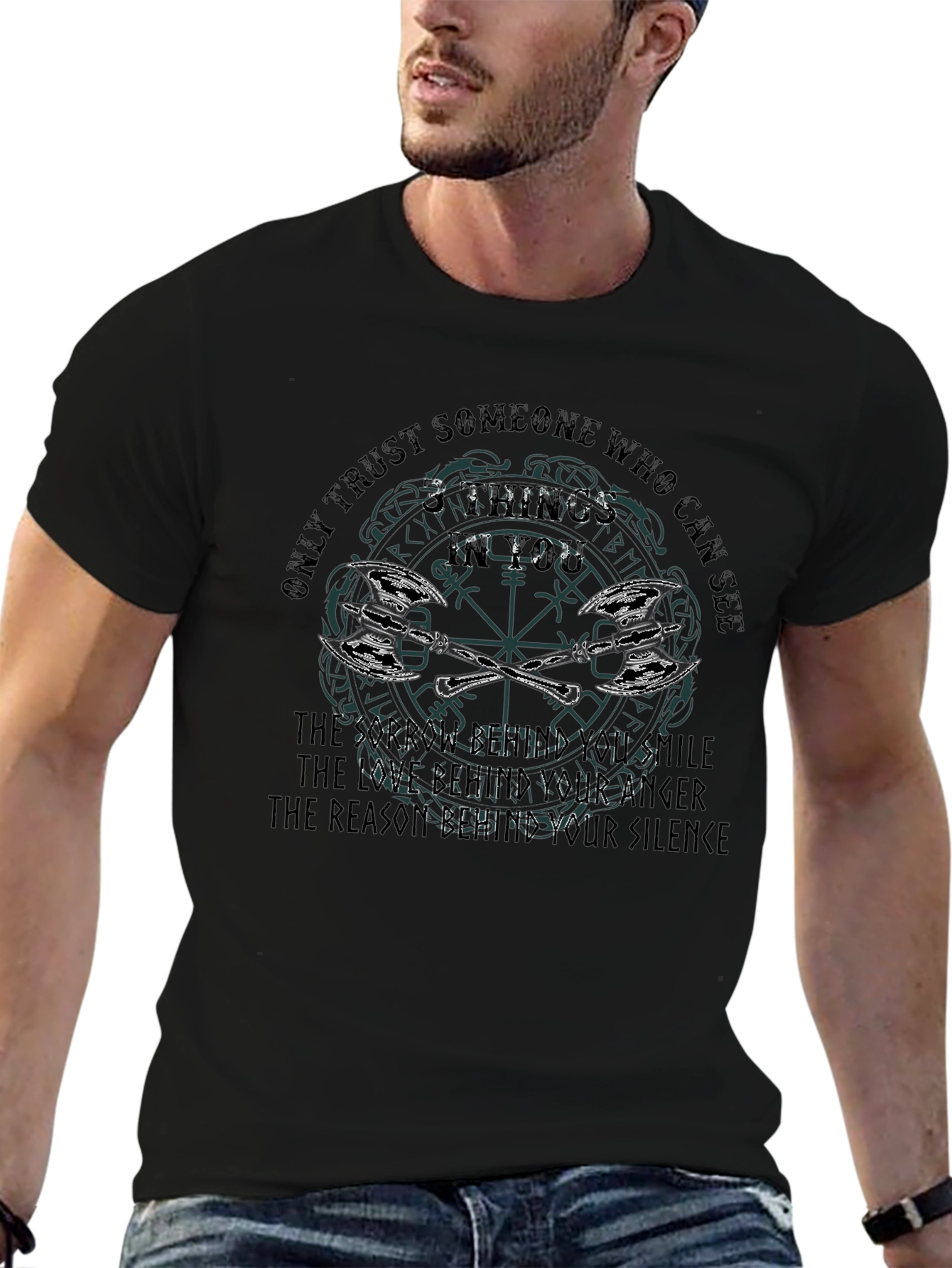 Viking Quote Graphic Print T-Shirt