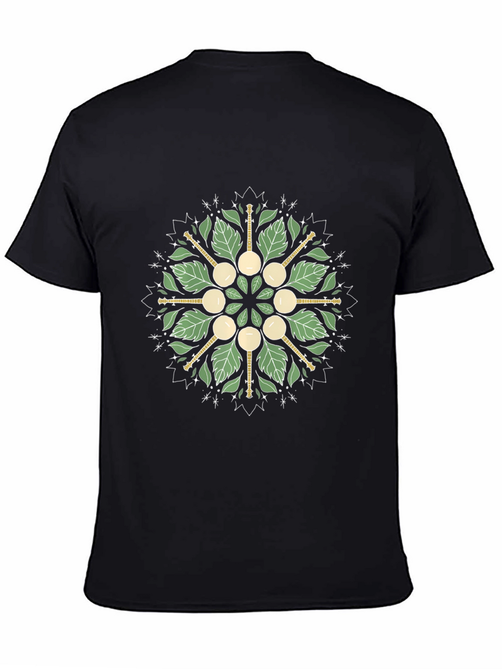 Banjo Leaf Mandala Graphic Tee - Unisex Black Shirt