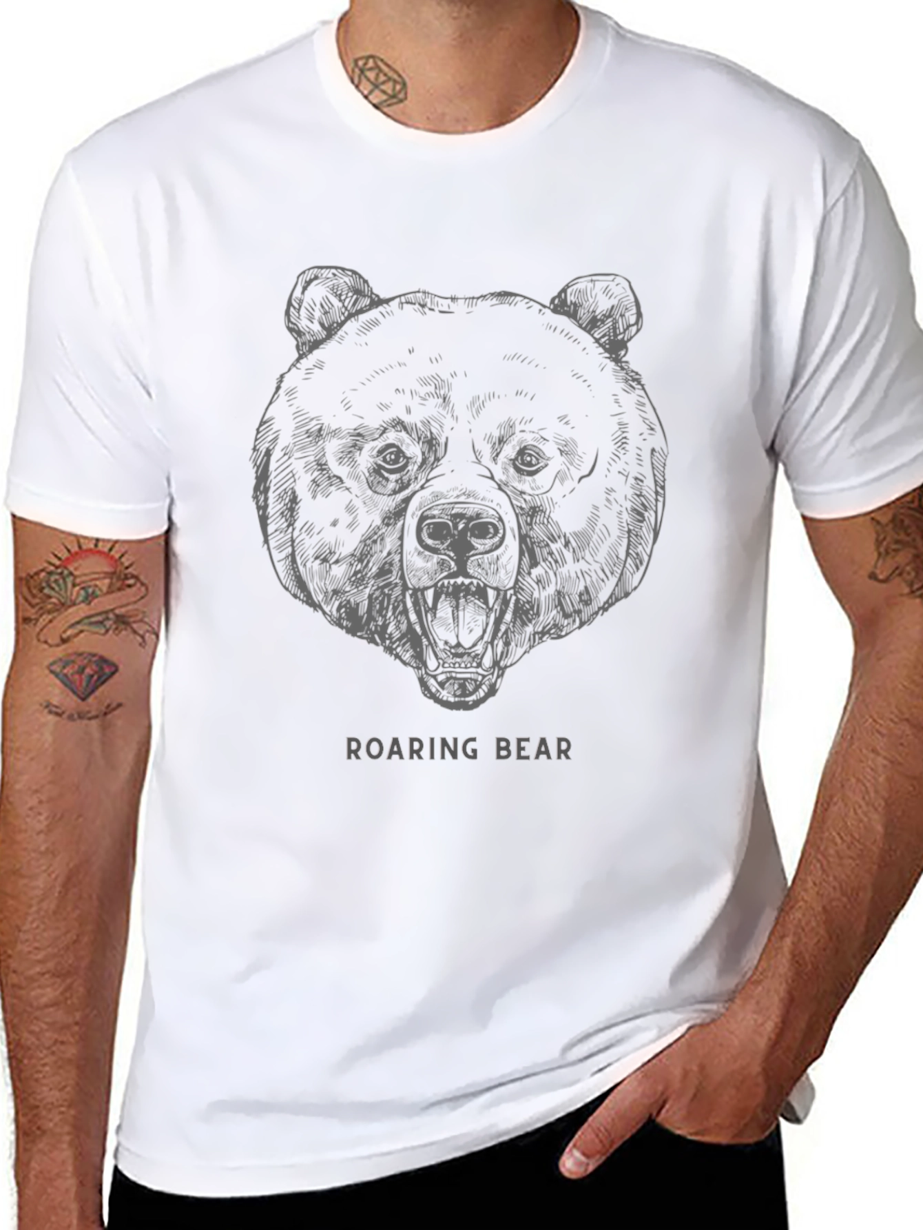 Roaring Bear Graphic T-Shirt - Stylish Mens Tee