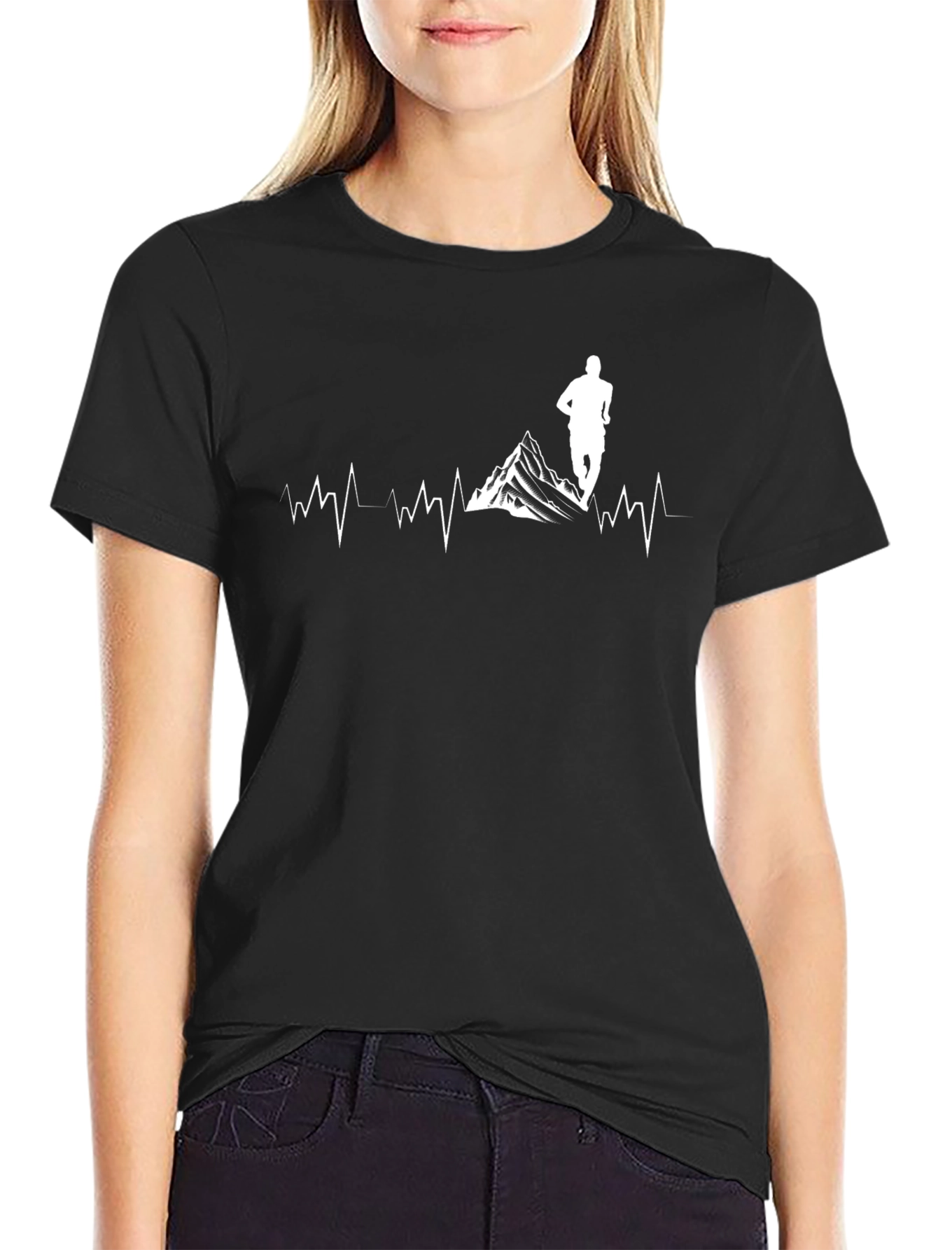 Mountain Runner Heartbeat T-Shirt - Black