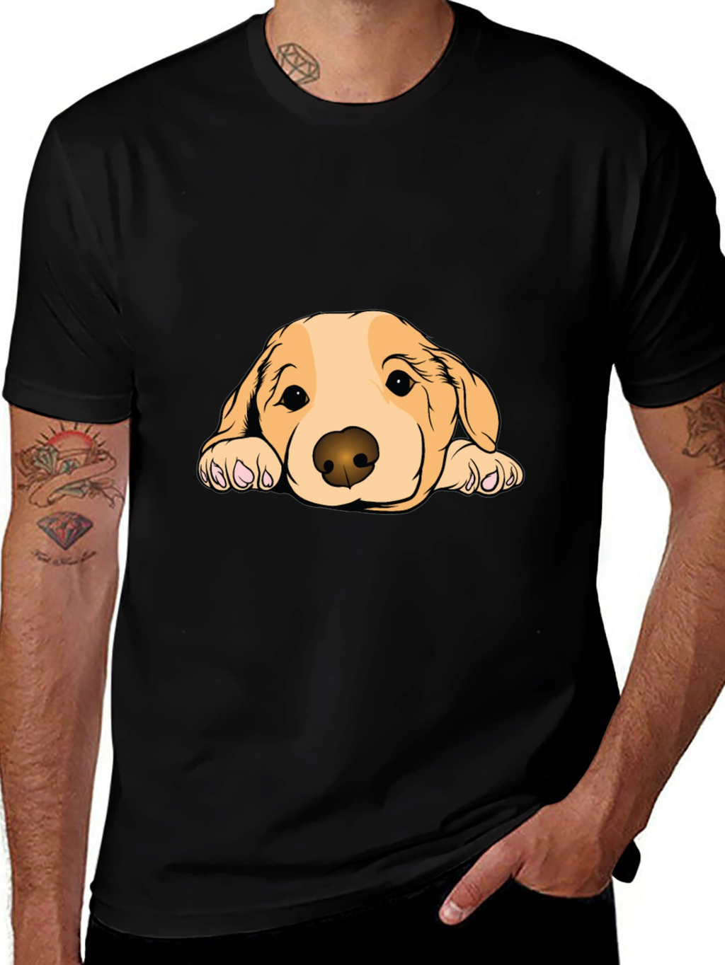 Cute Dog Graphic Black T-Shirt