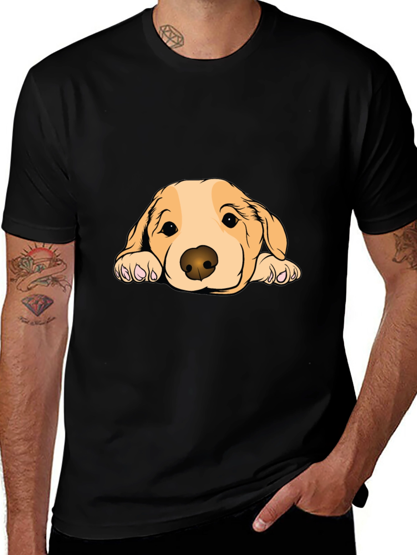 Cute Dog Graphic Black T-Shirt