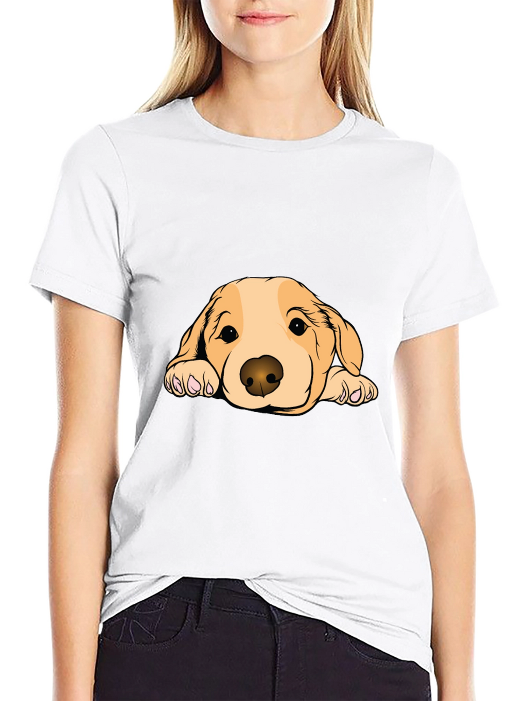 Cute Dog Graphic Black T-Shirt