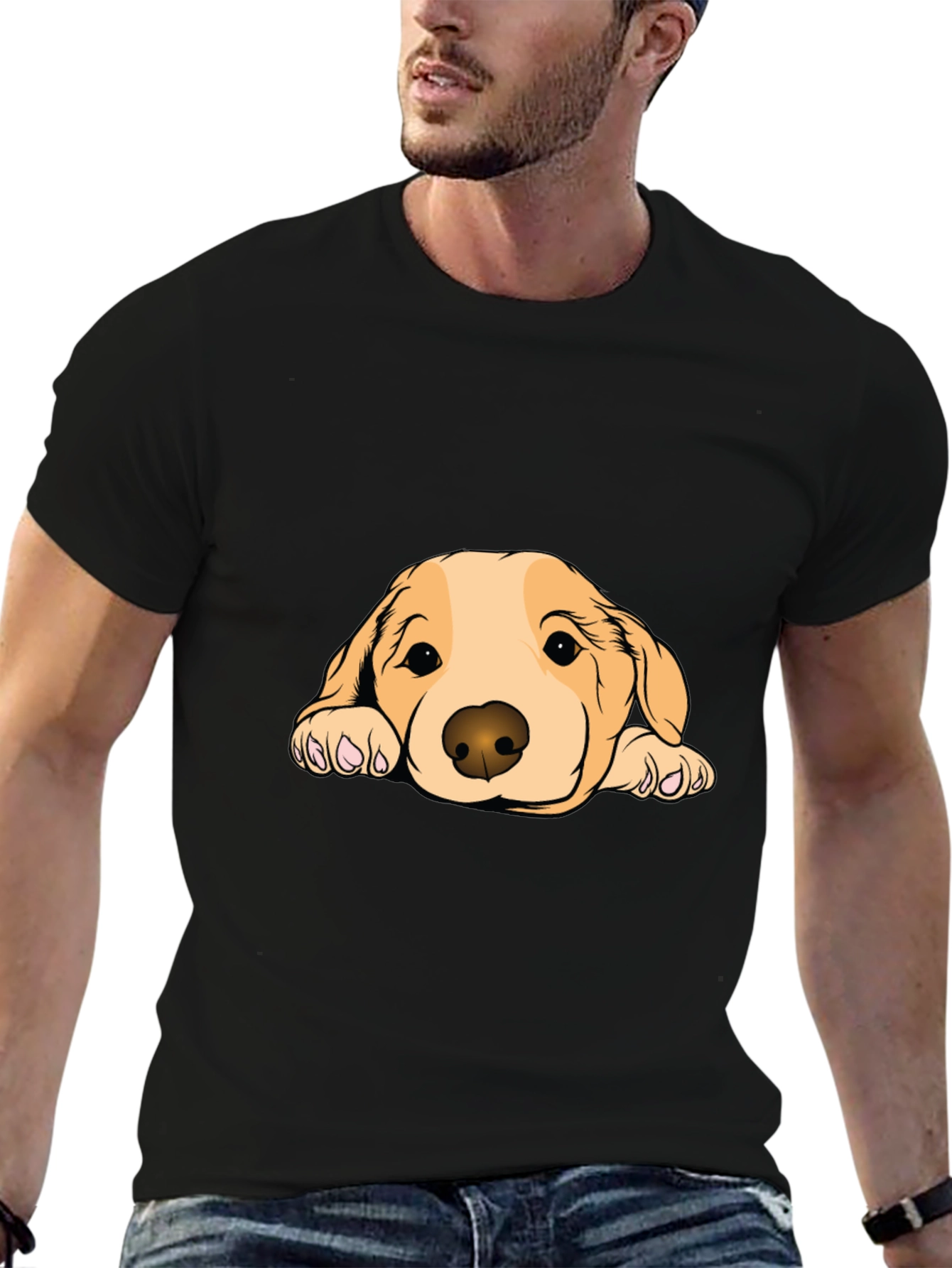 Cute Dog Graphic Black T-Shirt