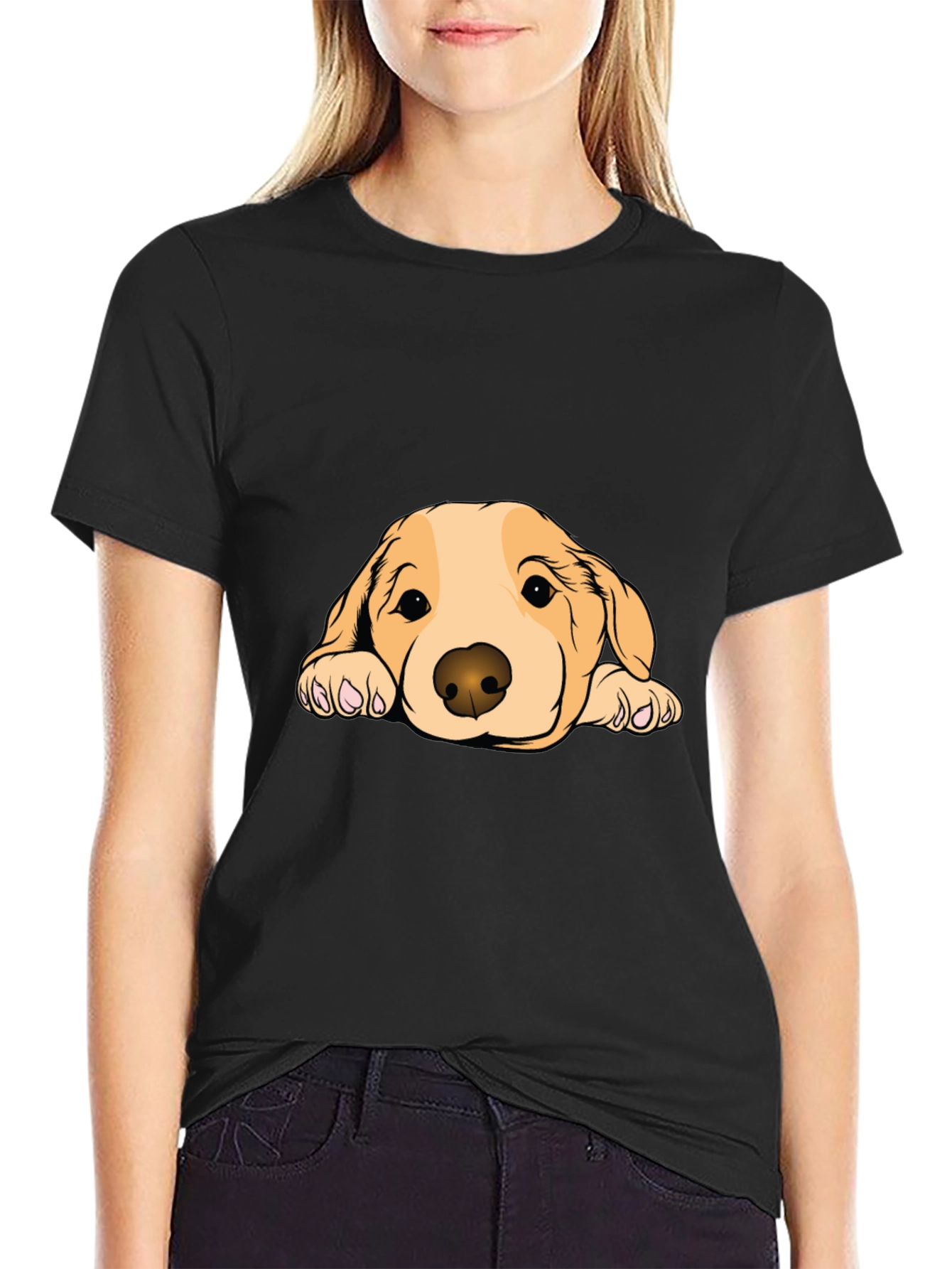 Cute Dog Graphic Black T-Shirt