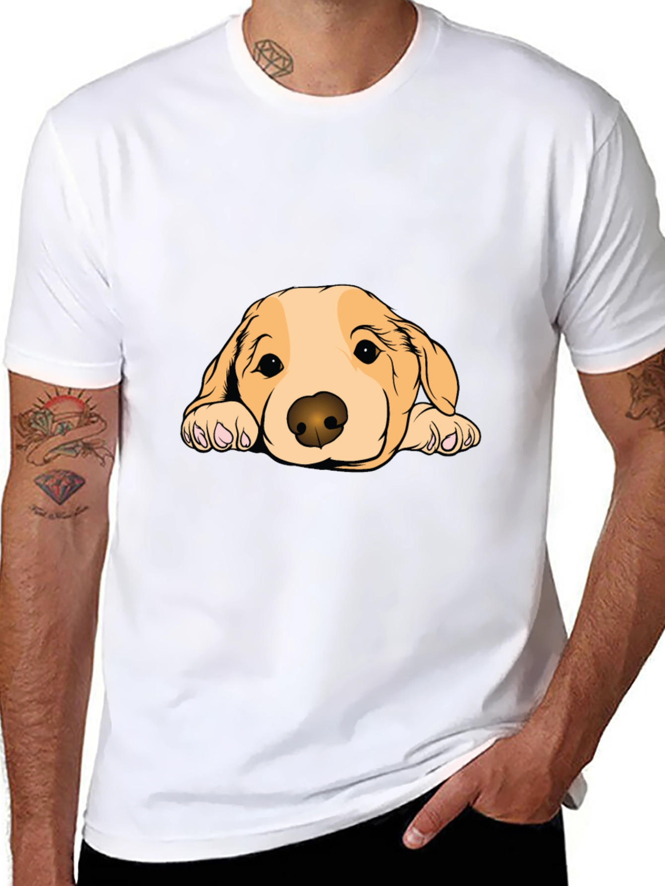 Cute Dog Graphic Black T-Shirt