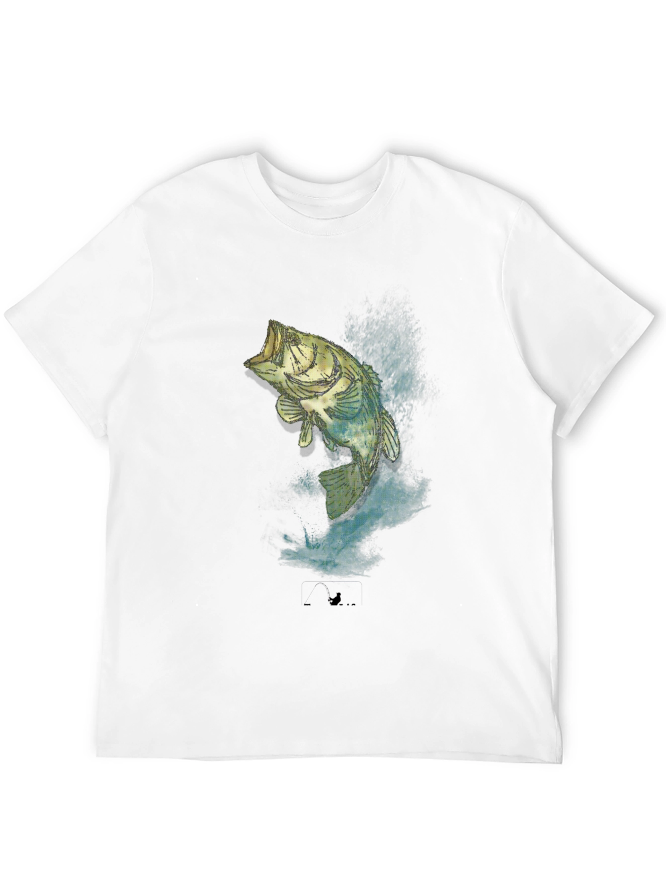 Mens Black Bass Fishing Graphic T-Shirt