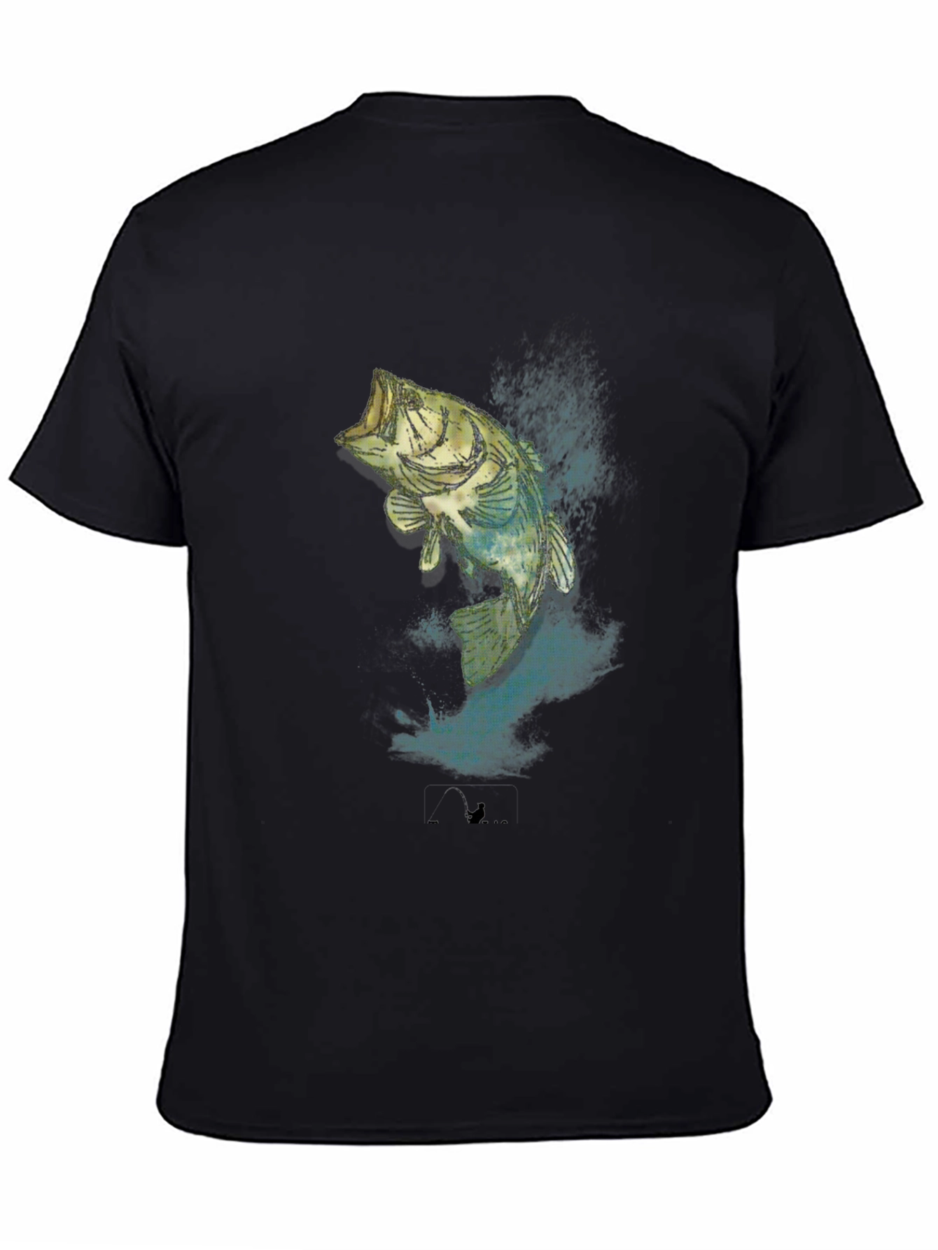 Mens Black Bass Fishing Graphic T-Shirt