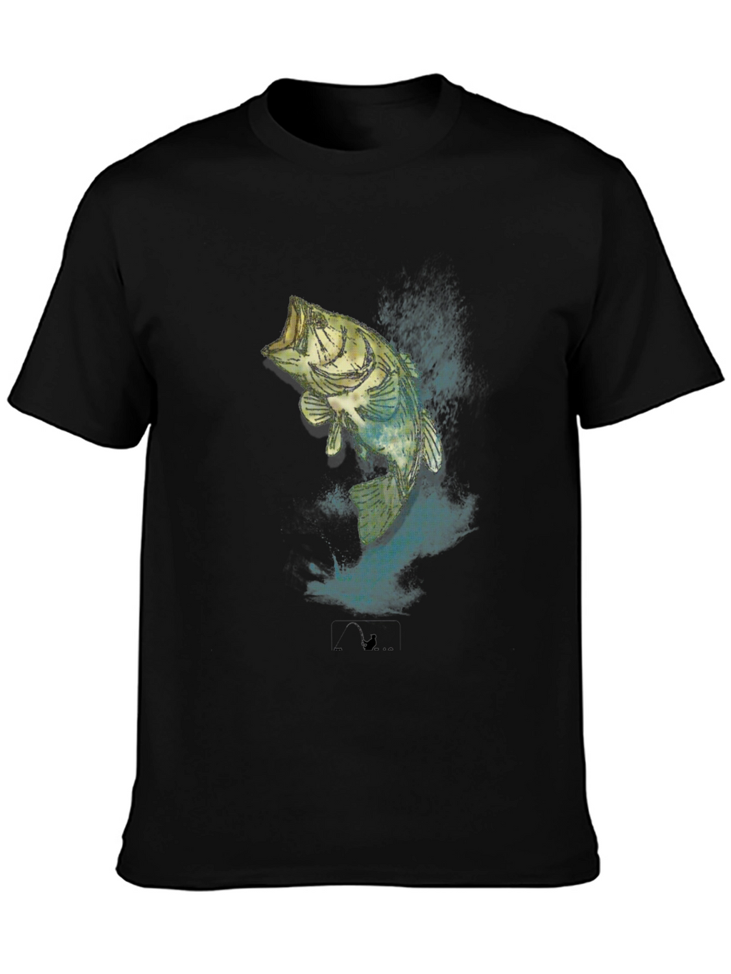 Mens Black Bass Fishing Graphic T-Shirt