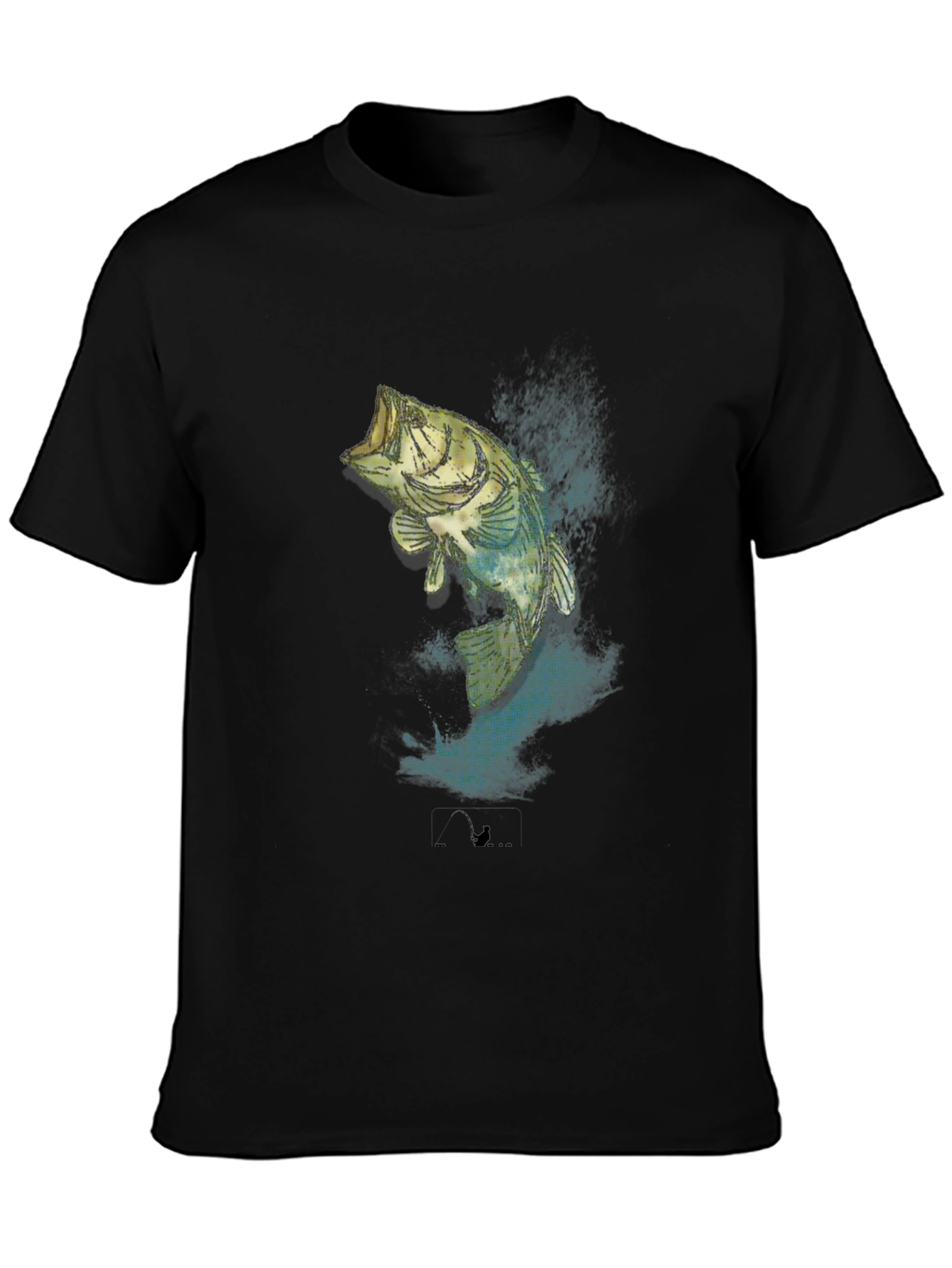 Mens Black Bass Fishing Graphic T-Shirt