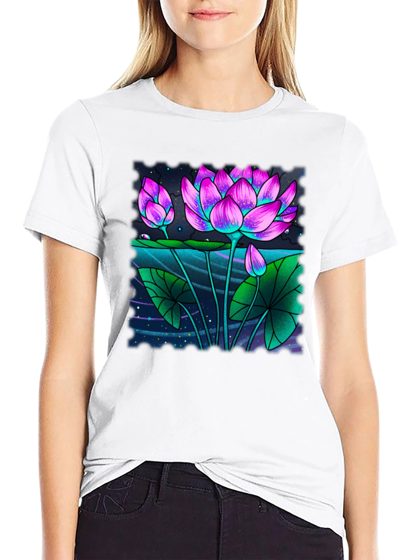 Lotus Graphic Black T-Shirt
