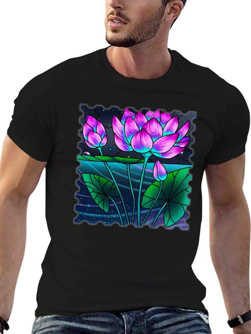Lotus Graphic Black T-Shirt