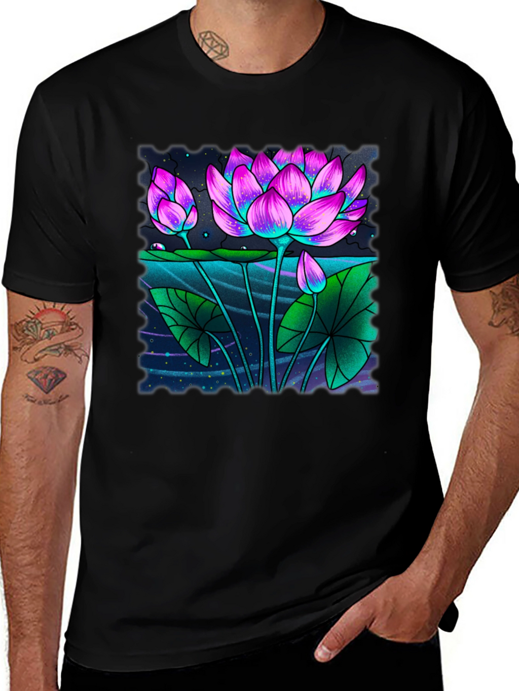 Lotus Graphic Black T-Shirt