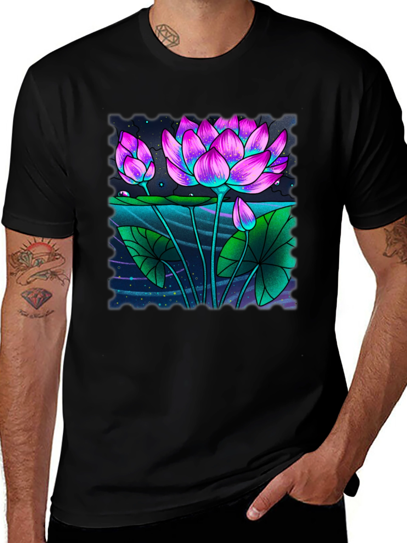 Lotus Graphic Black T-Shirt