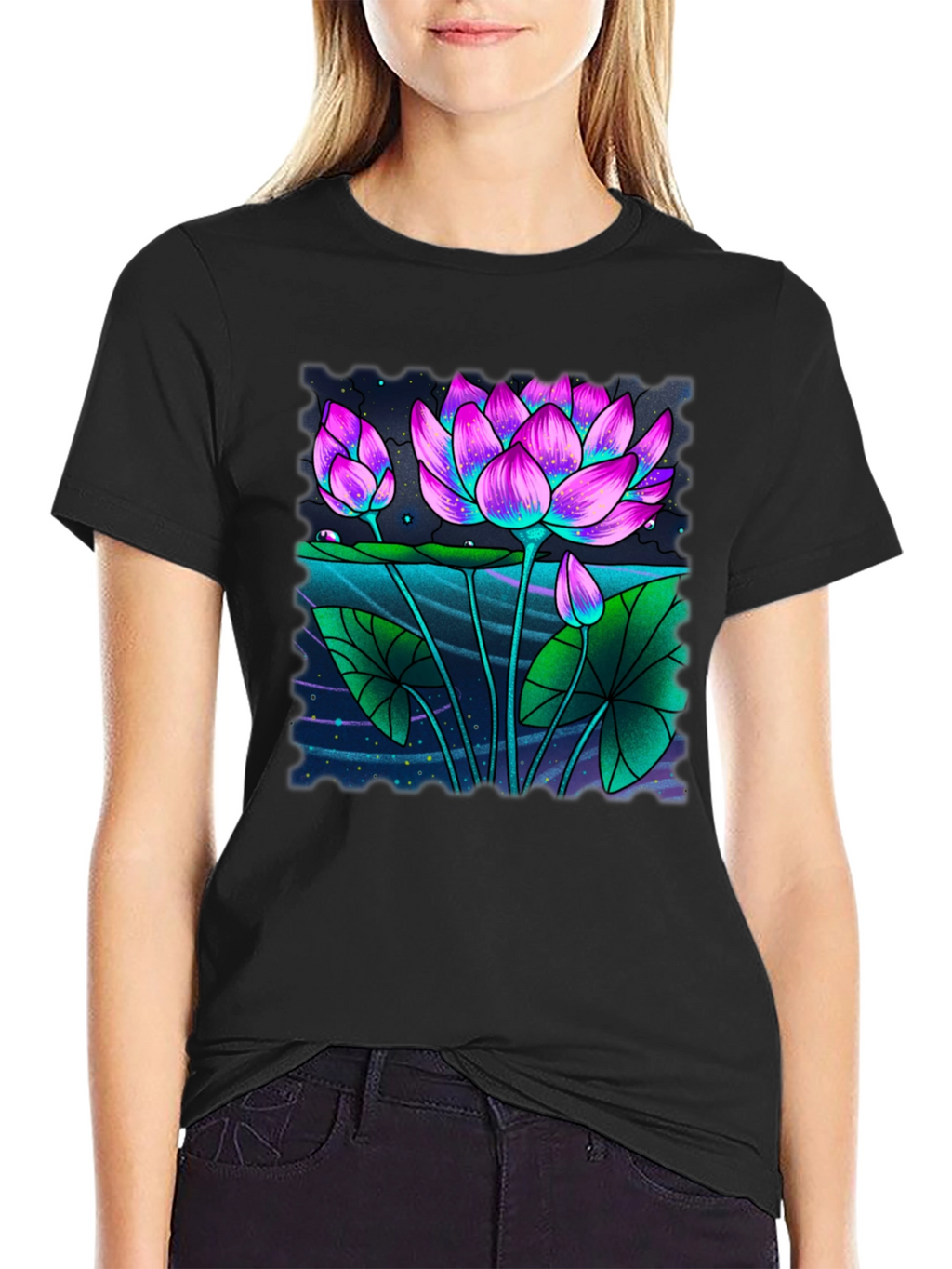 Lotus Graphic Black T-Shirt