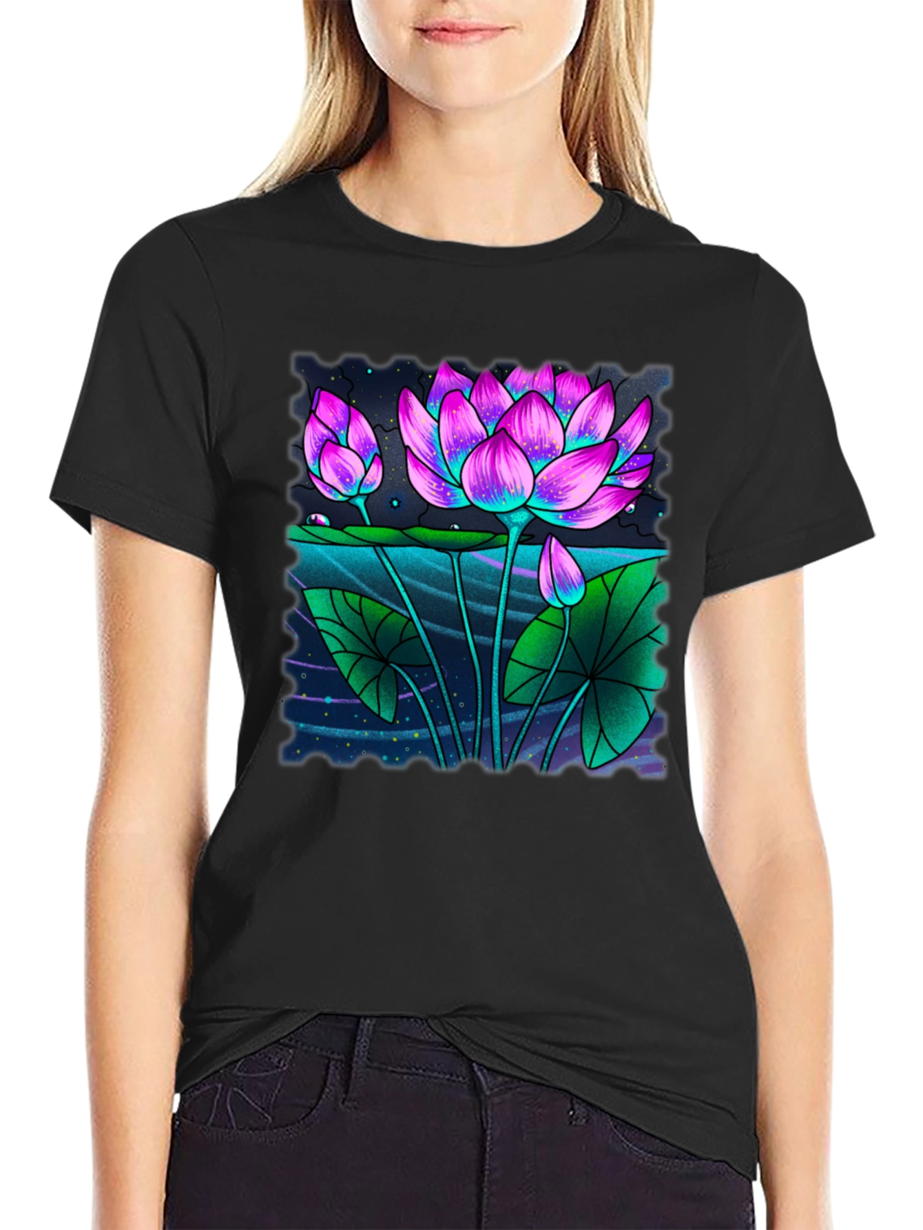 Lotus Graphic Black T-Shirt