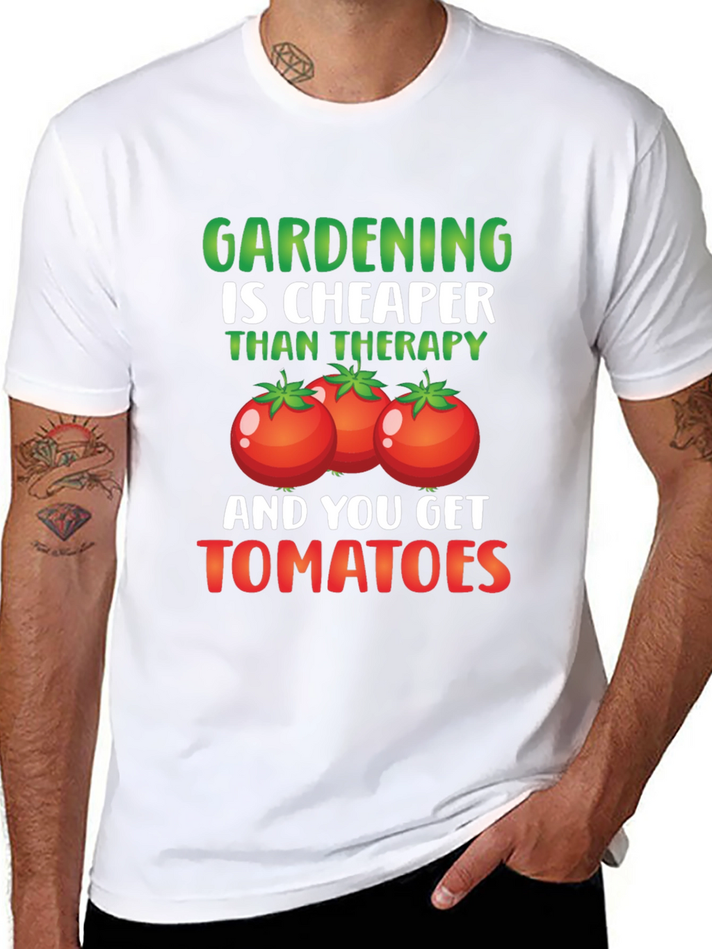 Gardening is Cheaper Than Therapy Tomato Graphic T-Shirt