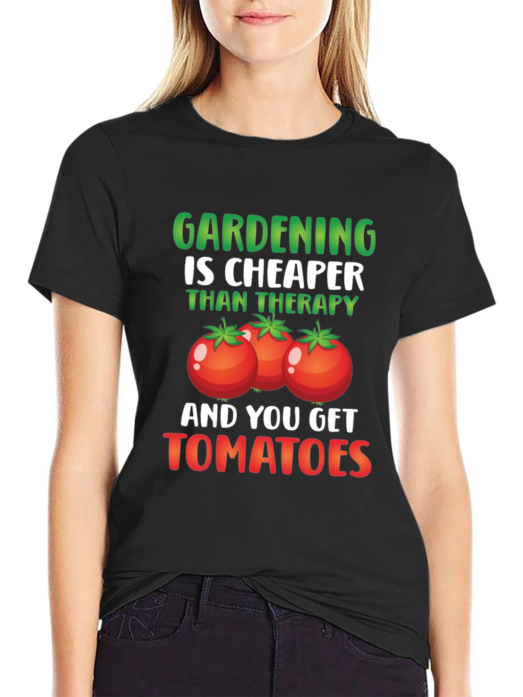 Gardening is Cheaper Than Therapy Tomato Graphic T-Shirt