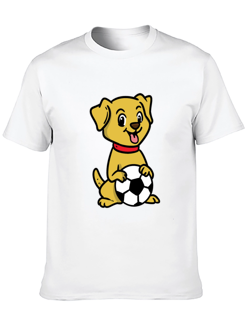 Dog with Soccer Ball Black T-Shirt