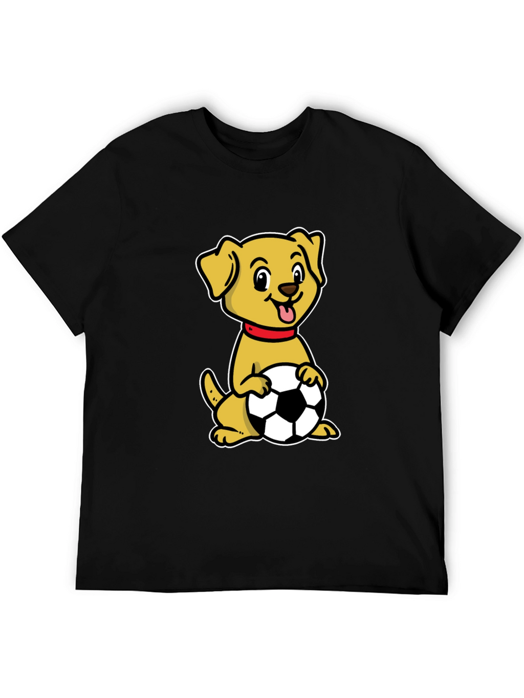 Dog with Soccer Ball Black T-Shirt