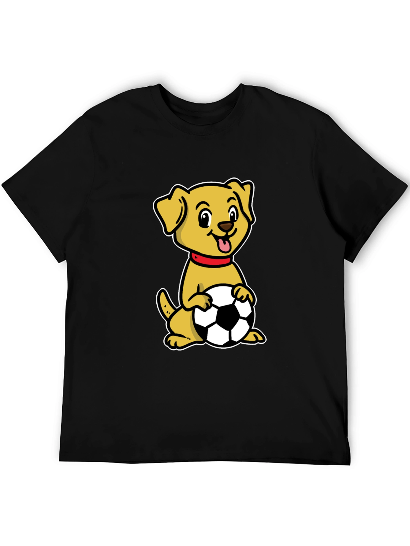 Dog with Soccer Ball Black T-Shirt