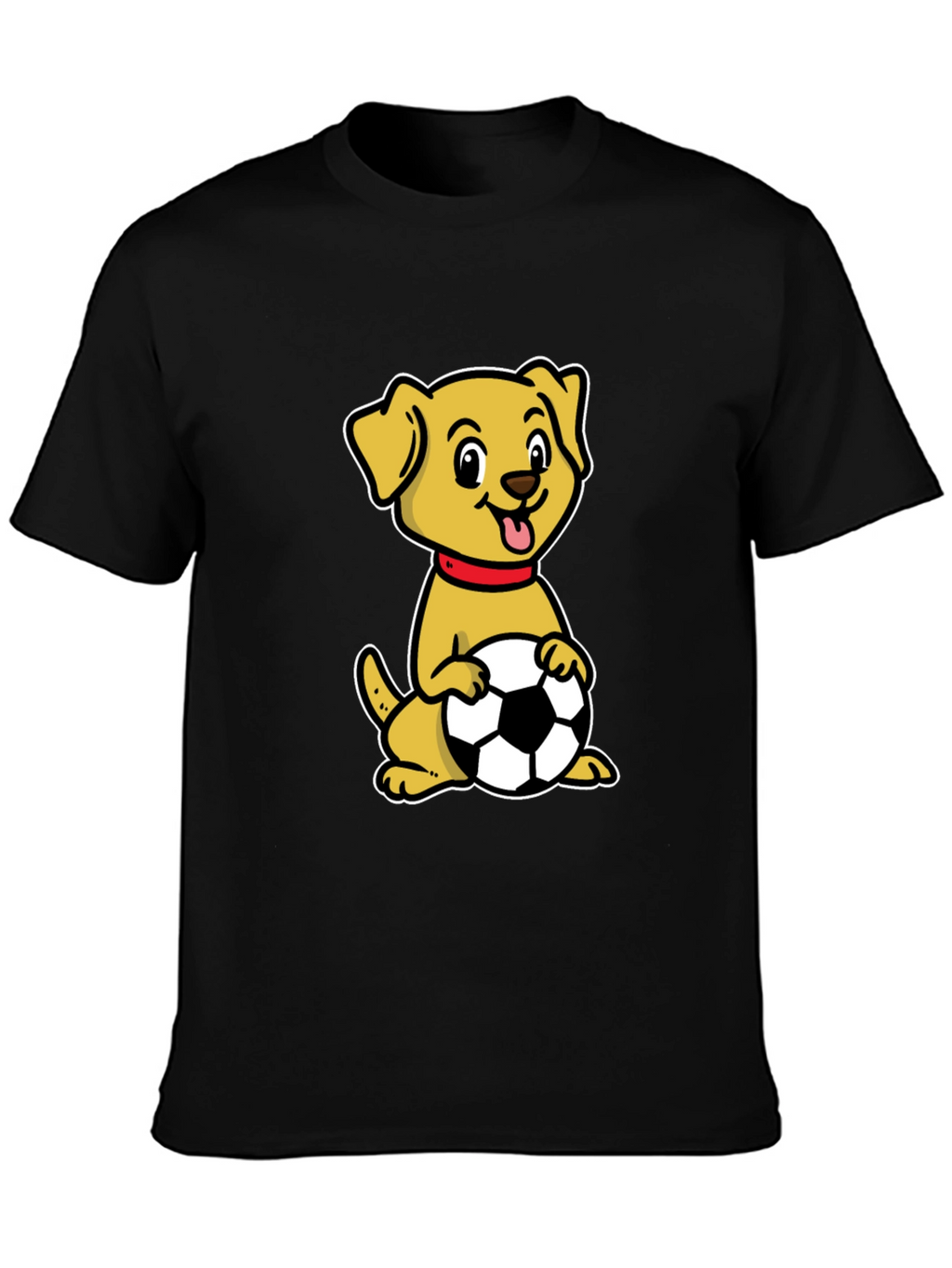 Dog with Soccer Ball Black T-Shirt