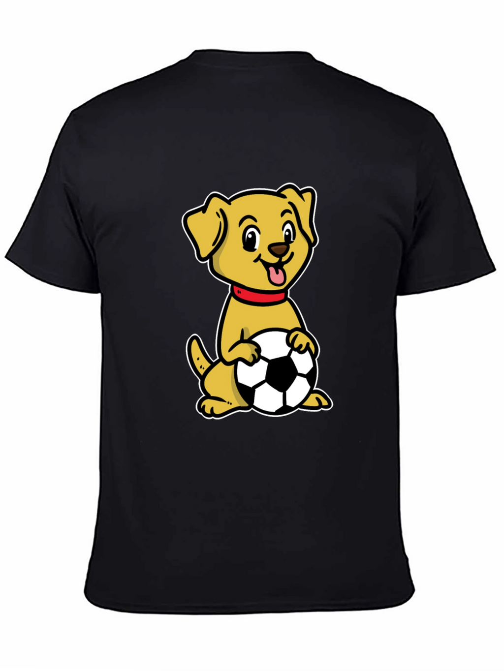 Dog with Soccer Ball Black T-Shirt
