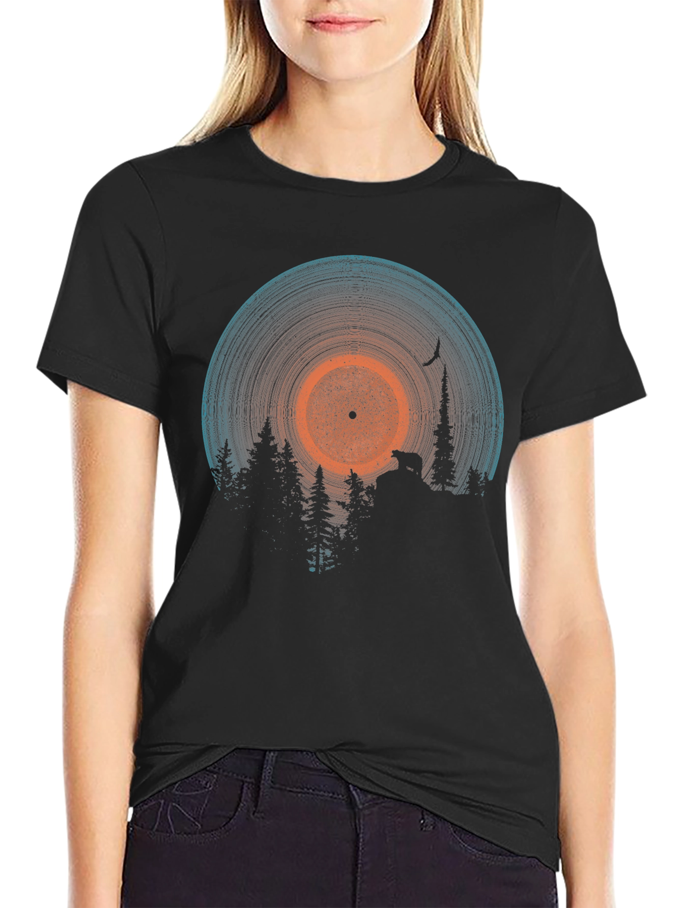 Vinyl Record & Forest Graphic Tee