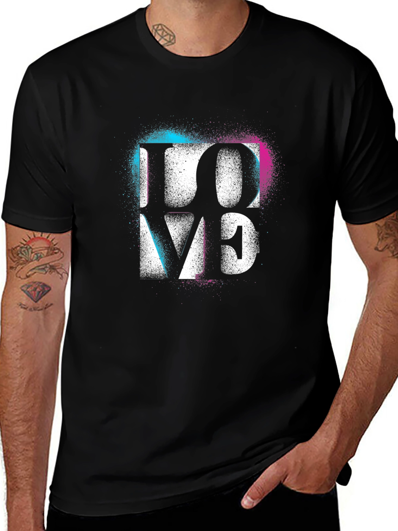 Love Graphic T-Shirt - Black Cotton Blend Tee