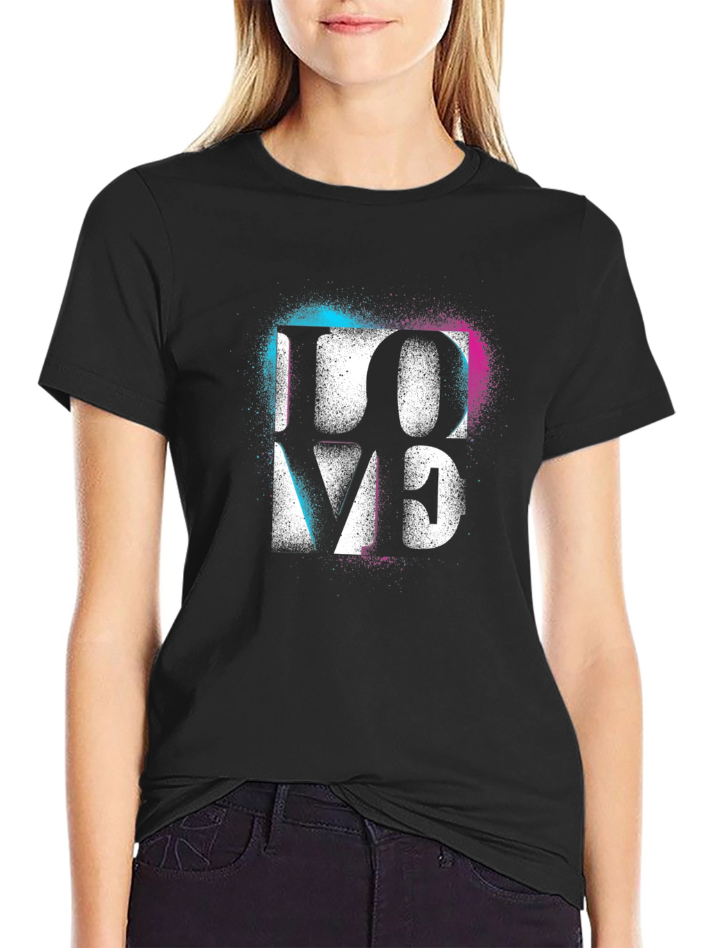 Love Graphic T-Shirt - Black Cotton Blend Tee