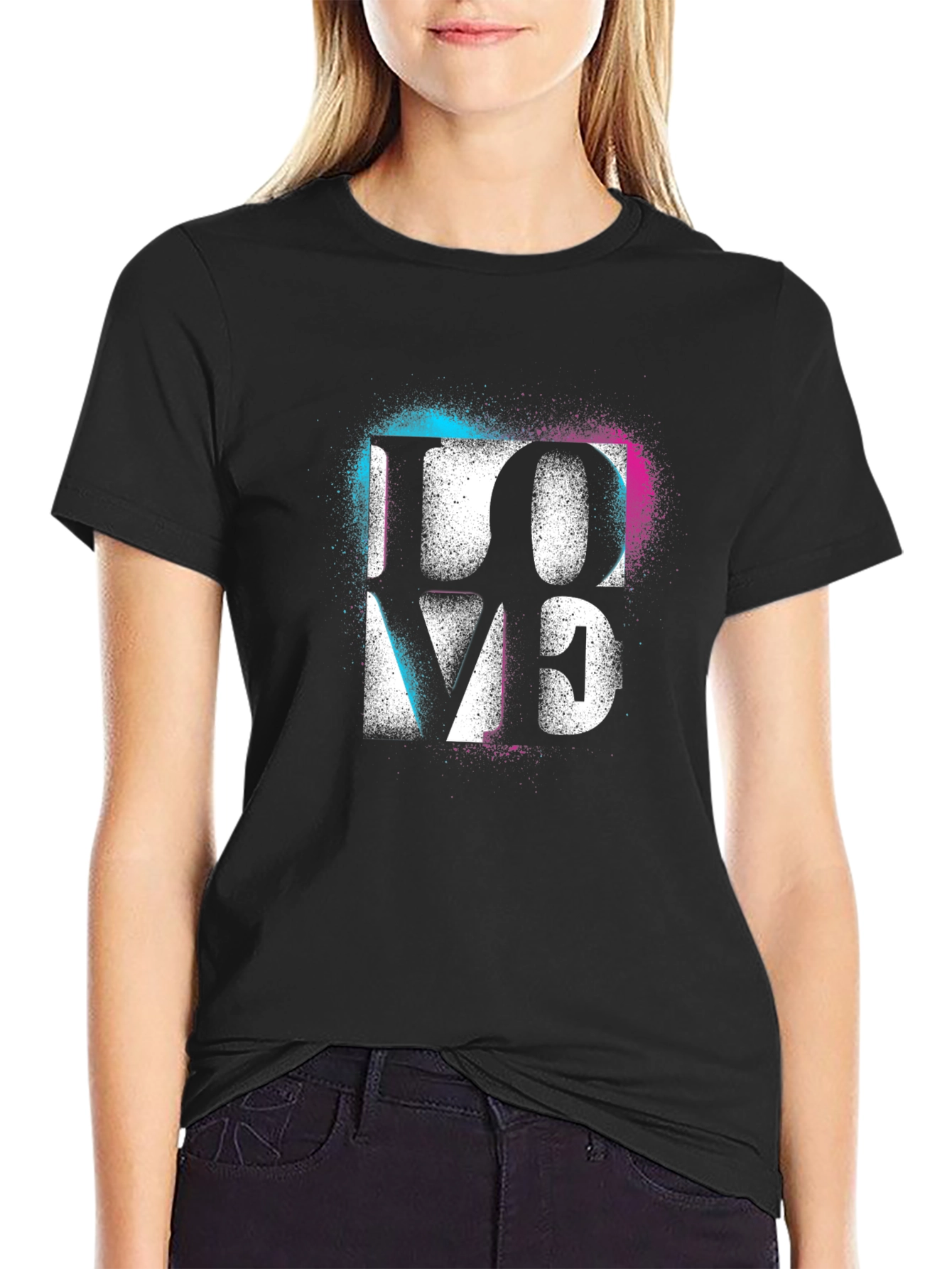 Love Graphic T-Shirt - Black Cotton Blend Tee