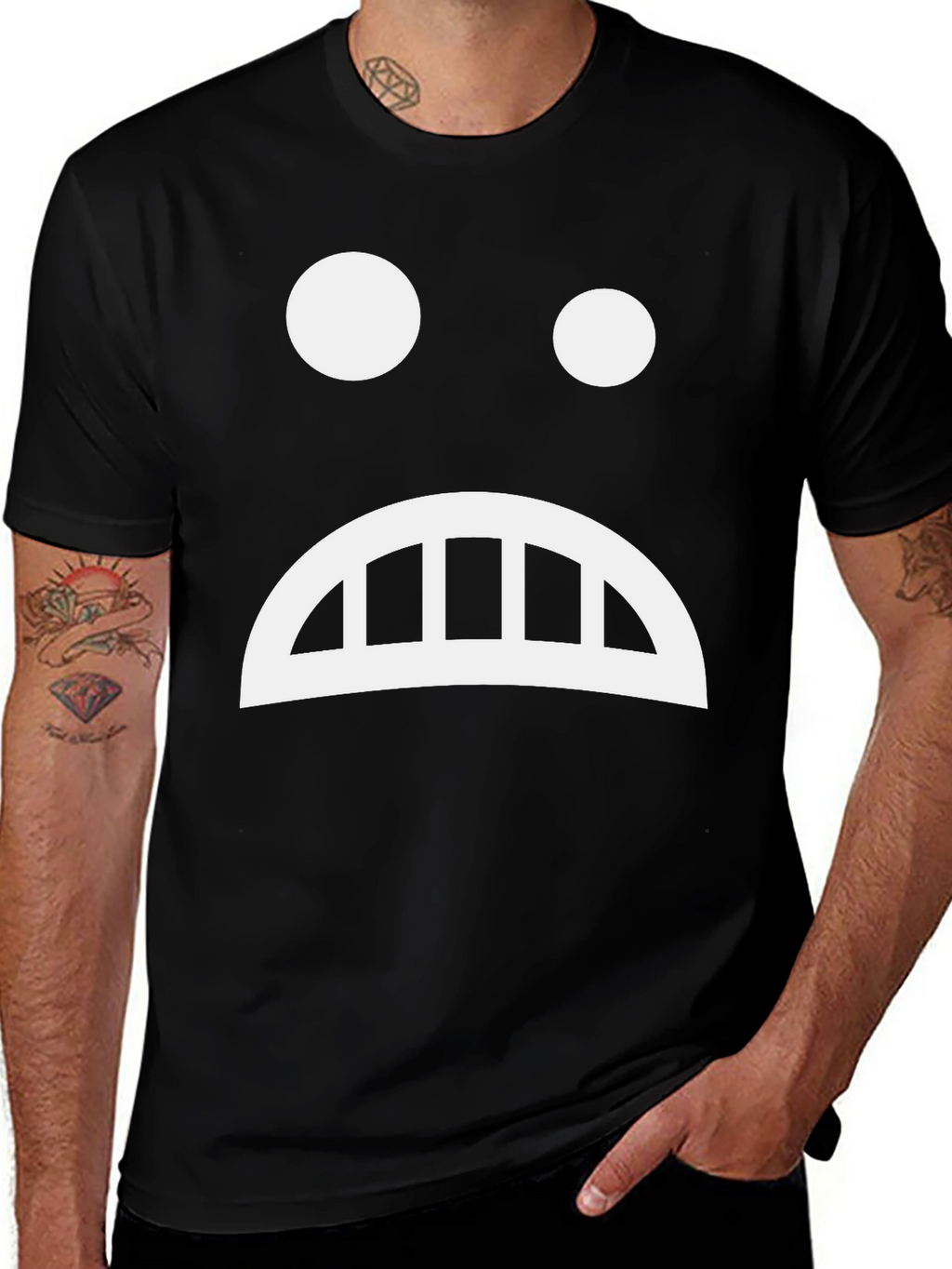 Sad Face Graphic Tee - Black Cotton T-Shirt